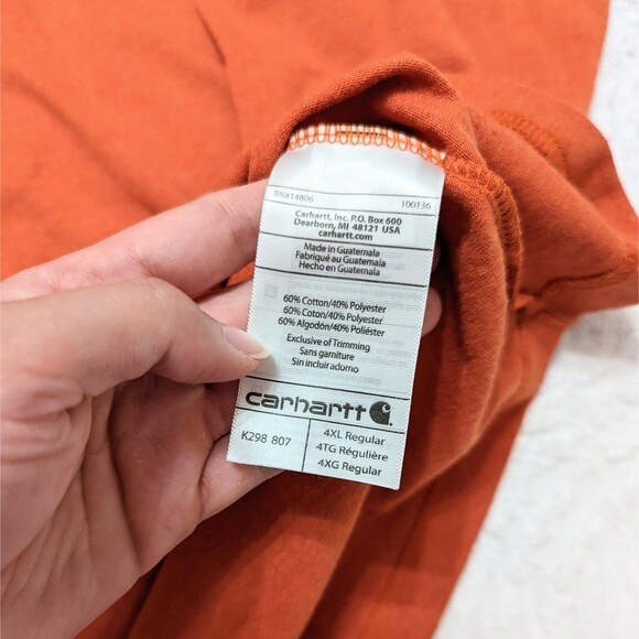 Carhartt Men's 4XL Original Fit Long Sleeve Logo Spell Out T-Shirt - Picture 4 of 4